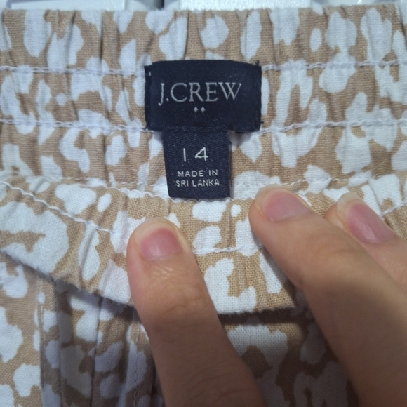 J.Crew Biege White Leopard Drawstring Elastic Waist Straight Leg Ankle Pants - Picture 9 of 13